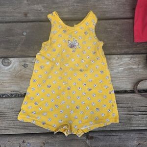 Vintage Carter's Yellow Bumblebee Floral Romper